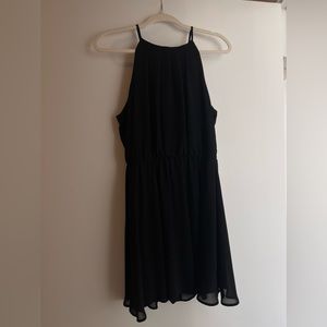 Black chiffon dress with keyhole back